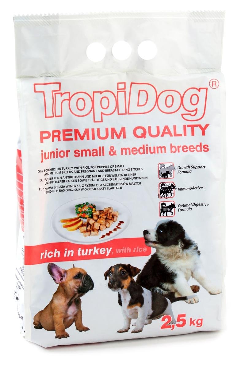 Tropidog Premium Junior Small&Medium Breeds Turkey&Rice 2,5 kg