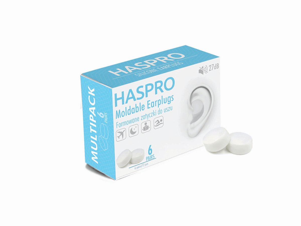 Haspro Formowane silikonowe zatyczki do uszu wielo