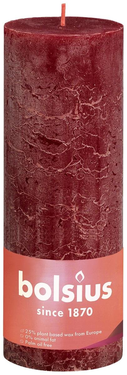 Bolsius Świeca rustykalna Shine 85H 19CM AKSAMITNA CZERWIEŃ BOLSIUS3037
