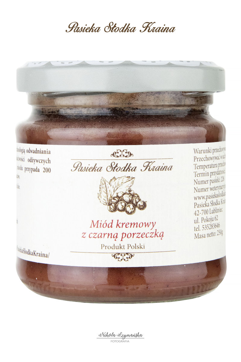 Miód kremowany z czarną porzeczką 250g