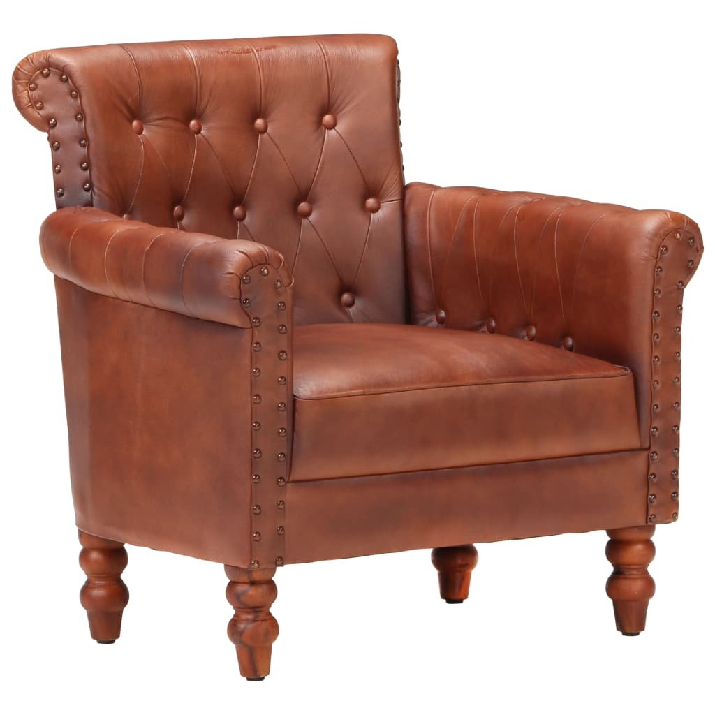 VidaXL Fotel, brązowy, naturalna kozia skóra 288287  VidaXL