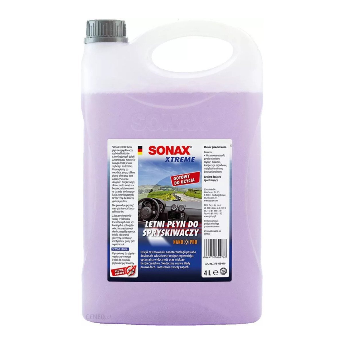 Sonax LETNI PŁYN DO SPRYSKIWACZY 4L NANO PRO