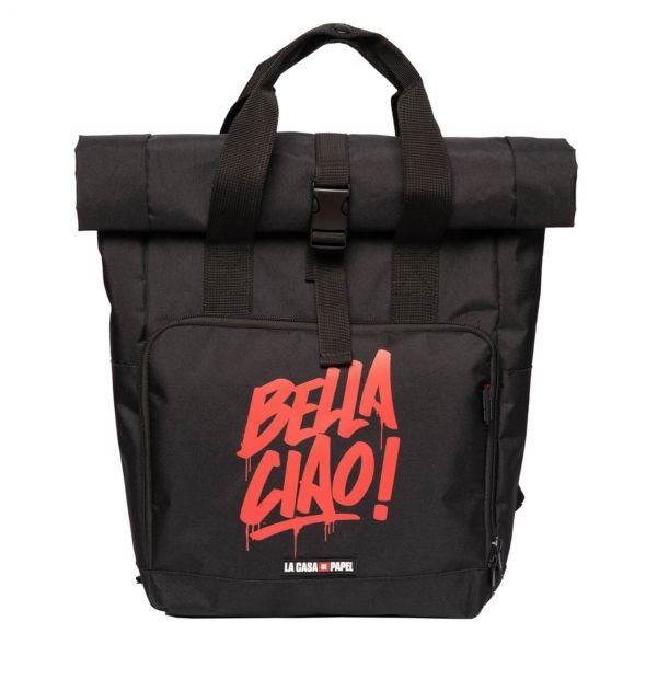 Zwijany Plecak Czarny Bella Ciao, Dom Z Papieru