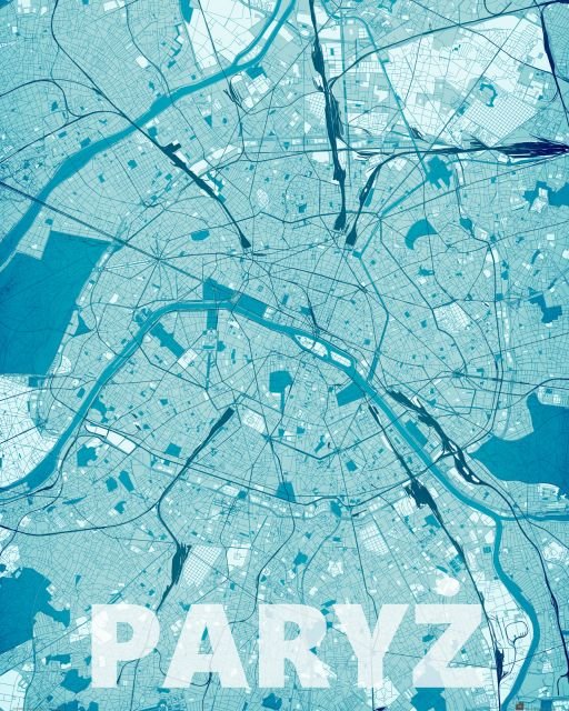 Plakat NICE WALL Paryż, Błękitna mapa 40x50 cm