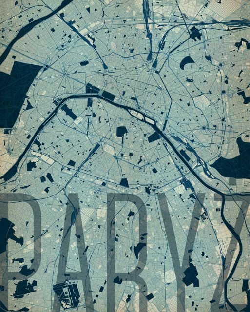 Plakat NICE WALL Paryż, Artystyczna mapa 40x50 cm