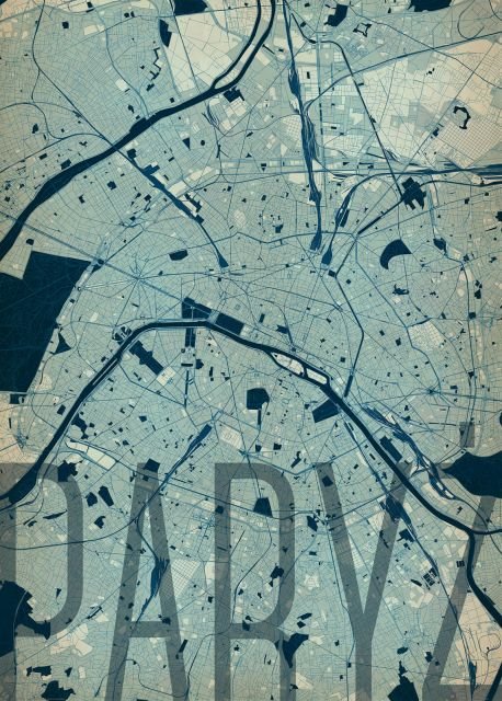 Plakat NICE WALL Paryż, Artystyczna mapa 50x70 cm