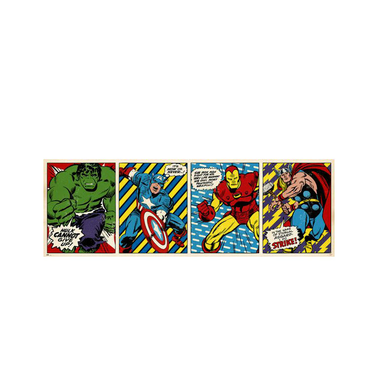 top Marvel Hulk, Kapitan Ameryka, Iron Man, Thor - plakat 158x53 cm