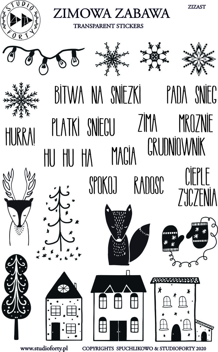 Naklejki przeźroczyste Zimowa zabawa, wersja angielska