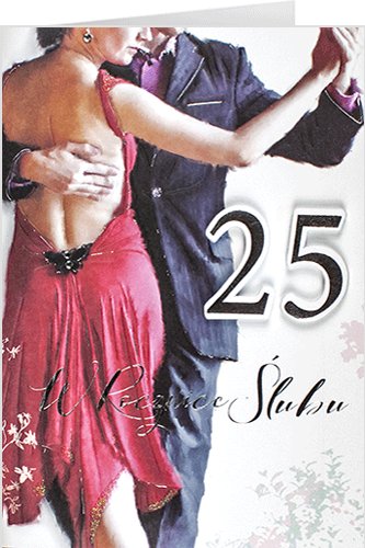 Kartka jubileuszowa, Rocznica ślubu 25, srebrna, M 492