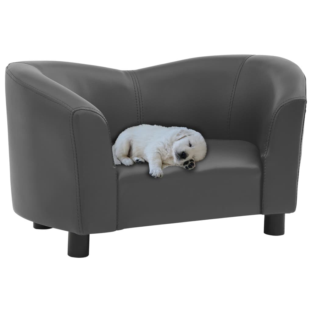 Vidaxl Sofa dla psa, szara, 67x41x39 cm, sztuczna skóra