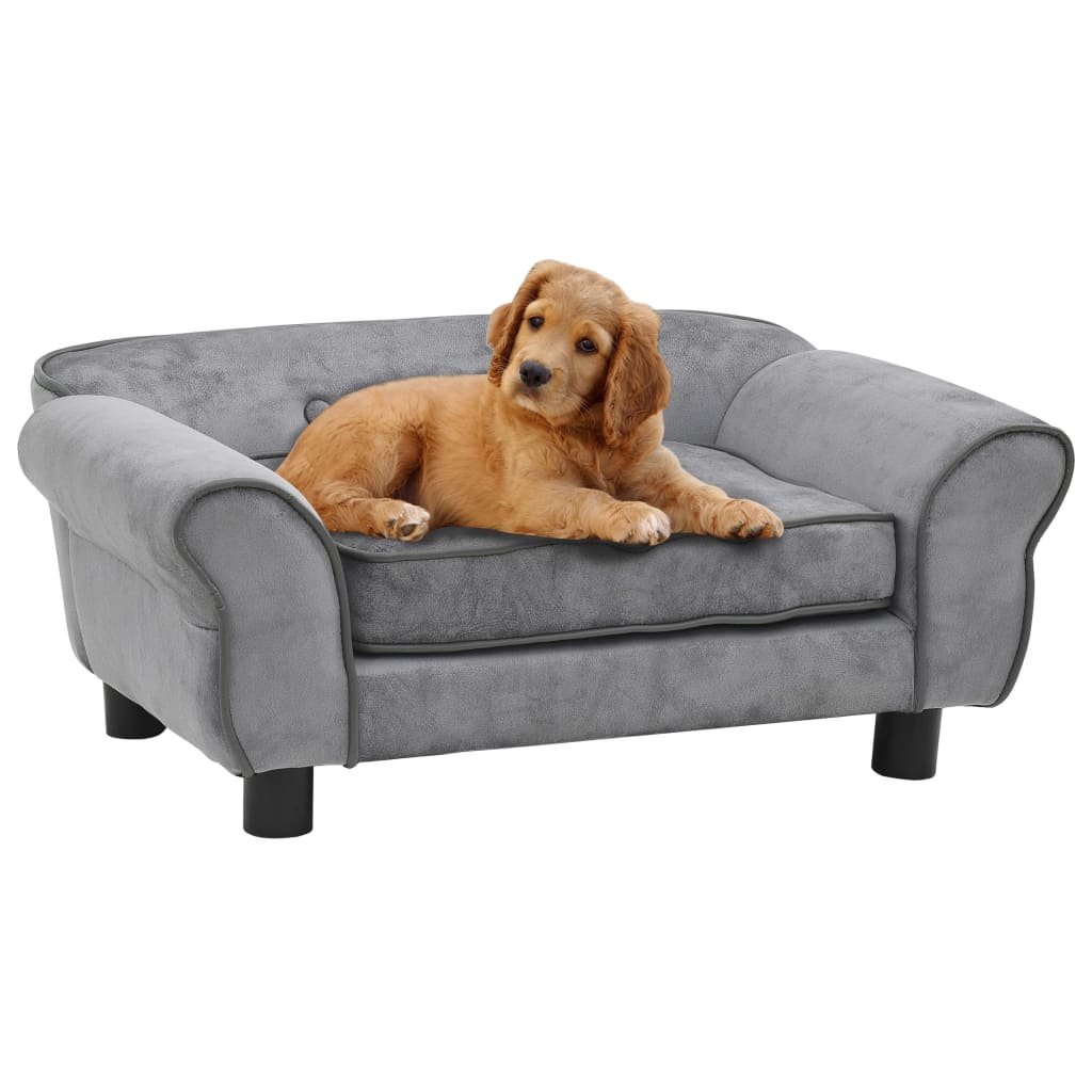 Sofa dla psa, szara, 72x45x30 cm, pluszowa