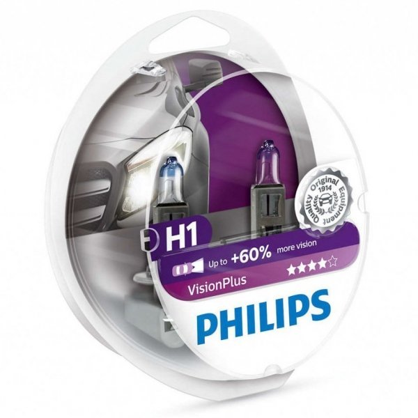 Philips Philips Żarówki H1 VisionPlus +60% Więcej Światła 0363227