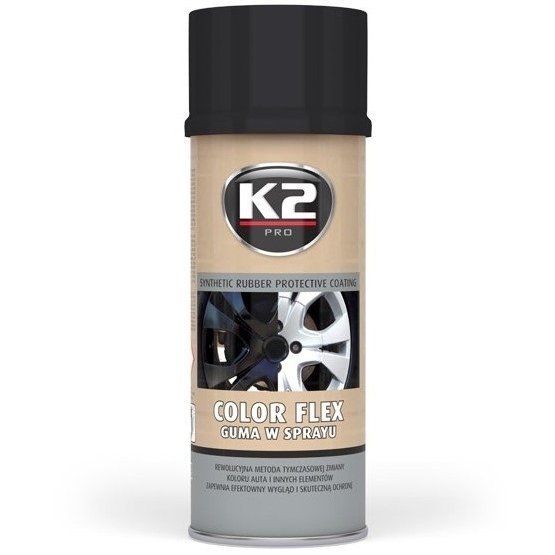 K2 Melle COLOR FLEX 400ml czarny połysk guma w sprayu L343CP