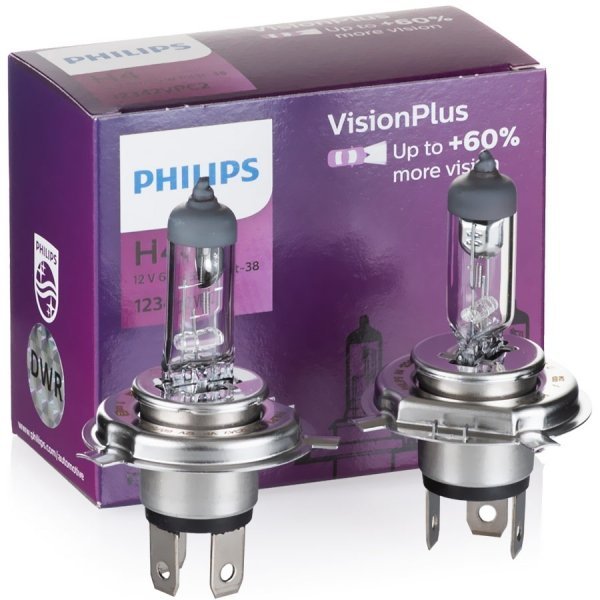 Zdjęcia - Żarówka samochodowa Philips VisionPlus 60 H4 - 12V-60/55W - 2szt. w kartoniku 