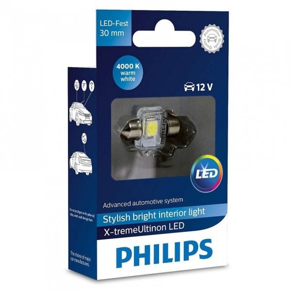 Philips Żarówka samochodowa LED Philips X-tremeUltinon 4000K C5W C10W 30mm 12V 1W I35-7545