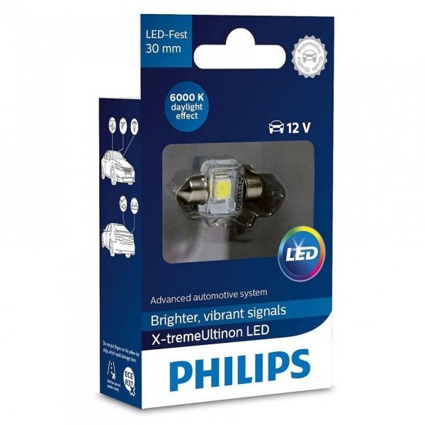 Philips Żarówka samochodowa LED Philips X-tremeUltinon 6000K C5W C10W 30mm 12V 1W I35-7546