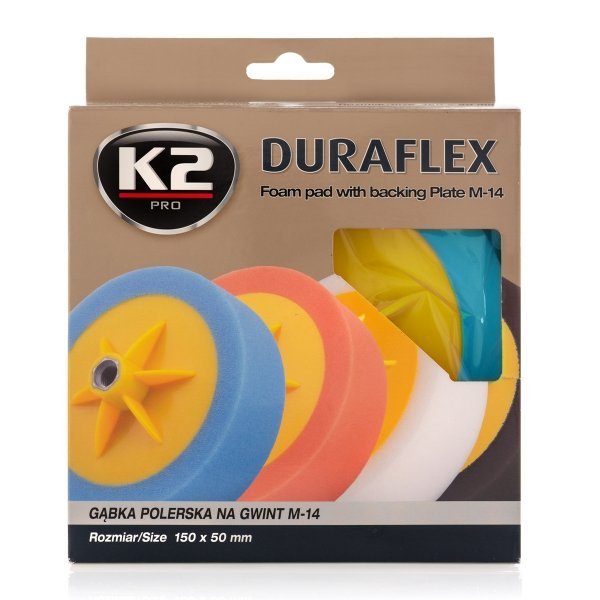 K2 Duraflex głowica polerska z gąbką - niebieska, ścierna, gwint 14mm L641
