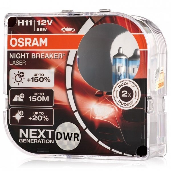 OSRAM O-64211NL-HCB Żarówki halogenowe H11 12V 55W PGJ19-2 Night Breaker Laser +150% / 2 sztuki AMI-O-64211NL-HCB