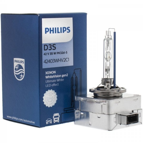 Philips D3S, żarówka LED, efekt równomierny białe światło, nawet do 120% więcej pole widzenia 42403 whv2 °C1 42403WHV2C1