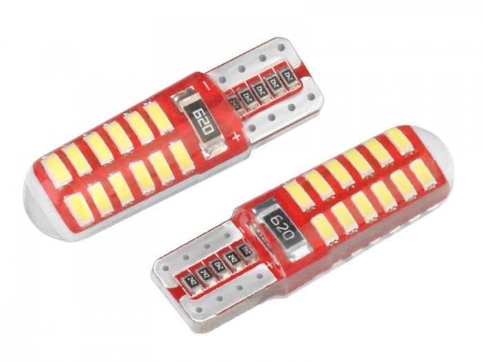 Vision Żarówka samochodowa LED VISION W5W T10 12V 24x 3014 SMD LED CANBUS silikonowa oprawka biała 2 szt WD11-1631