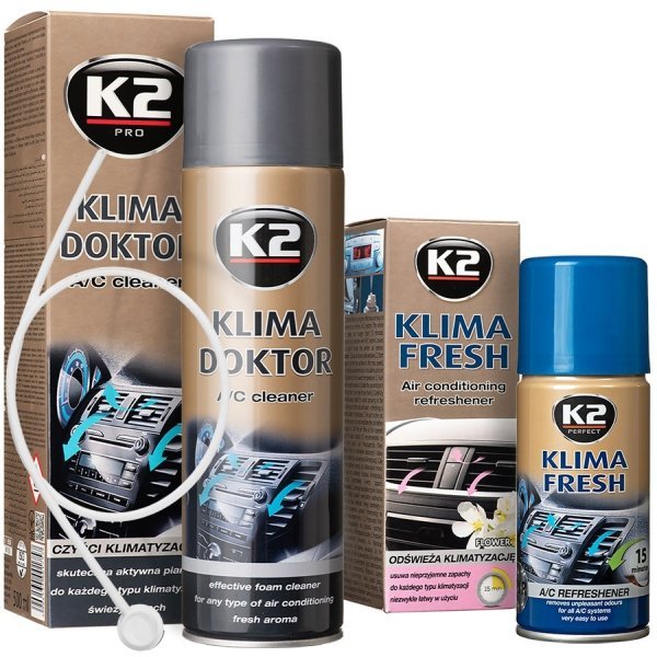 Zestaw K2 (KLIMA DOKTOR + KLIMA FRESH) do odgrzybiania i czyszczenia klimatyzacji
