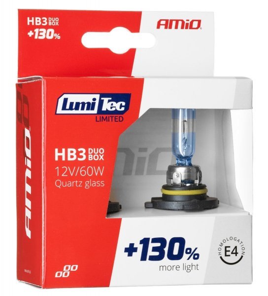 AMiO Zestaw żarówek halogenowych HB3 12V 60W LumiTec Limited +130% Duo Box AMI-02103