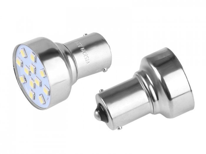 Vision Żarówka VISION P21W BA15s 12V 12x 2835 SMD LED biała 2 szt WE24-9846