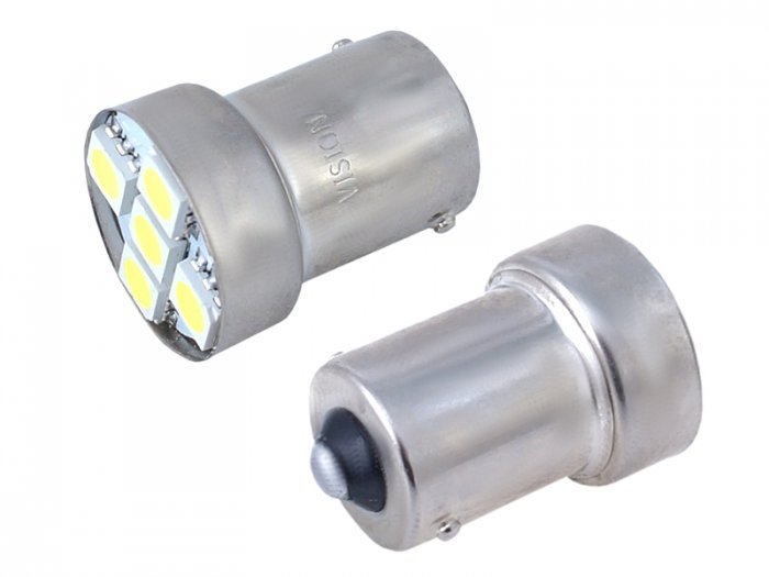 Vision Żarówka VISION P21W BA15s 12V 5x 5050 SMD LED biała 2 szt WE13-9843