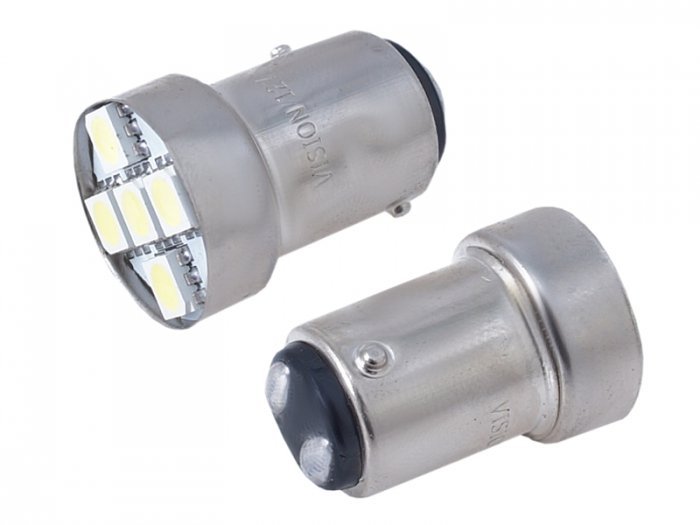 Vision Żarówka VISION P21/5W BAY15d 12V 5x 5050 SMD LED biała 2 szt WE24-9844