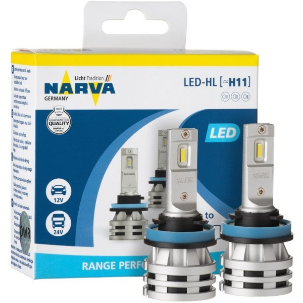 Żarówki samochodowe LED NARVA Range Performance H8 / H11 / H16 12/24V 24W (temperatura barwowa 6500K)