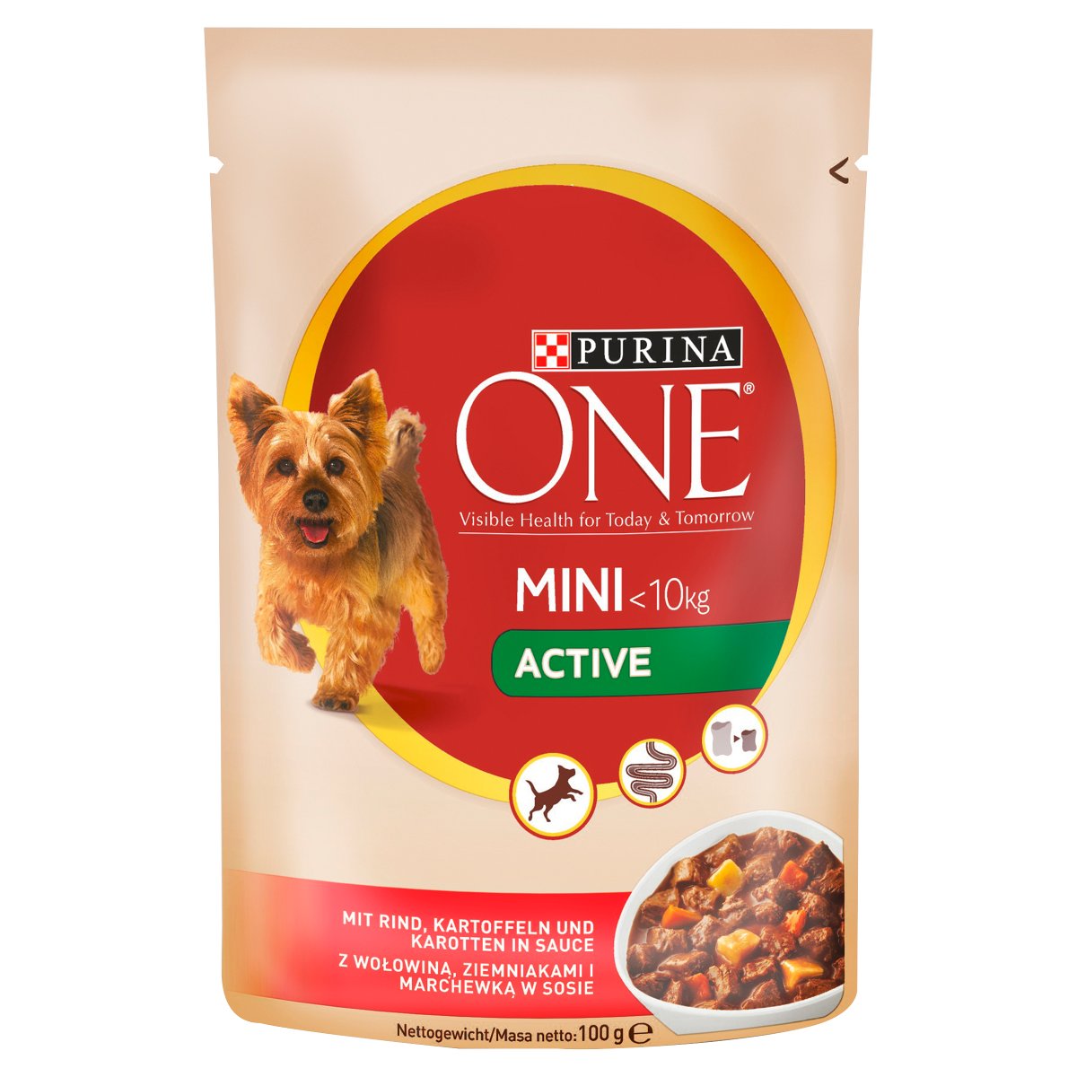 Zdjęcia - Karm dla psów Purina ONE Mini ACTIVE wołowina z ziemniakami i marchewką w sosie - mokra 