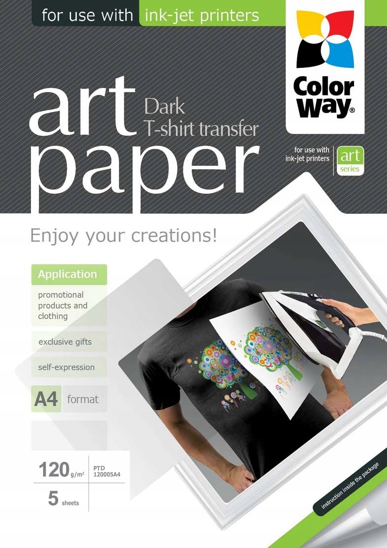 ColorWay Papier ART Photo Paper T-shirt transfer dark A4 120 g/m2 5 sheets PTD120005A4