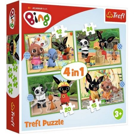 Trefl Królik Bing Puzzle 4w1 Wesoły Dzień Binga 34357 *