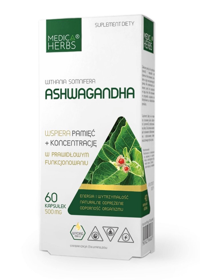 Medica Herbs Medica Herbs Ashwagandha 500 mg - 60 kapsułek MH-804