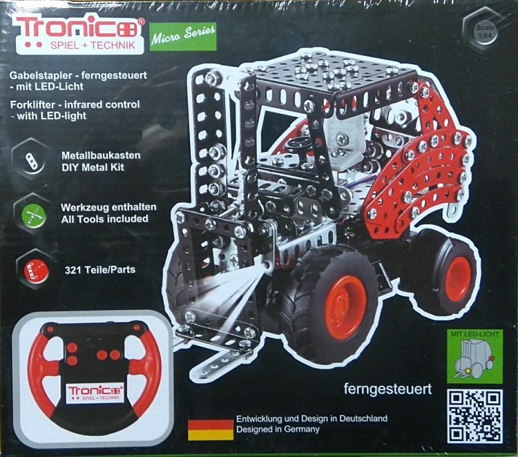 Tronico, klocki konstrukcyjne Forklifter Wózek widłowy RC, LED