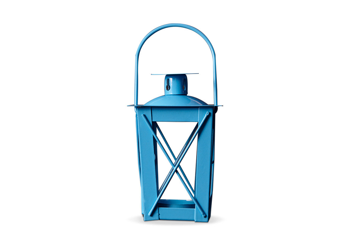 Lampion EROP, niebieski,  7,3x11x7,3 cm