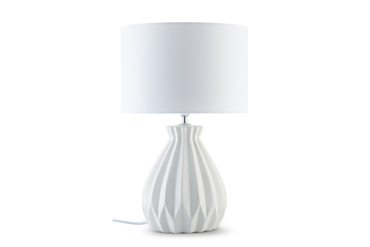 Lampa stołowa FABO biały, Ø25 h40, ceramika/tkanina