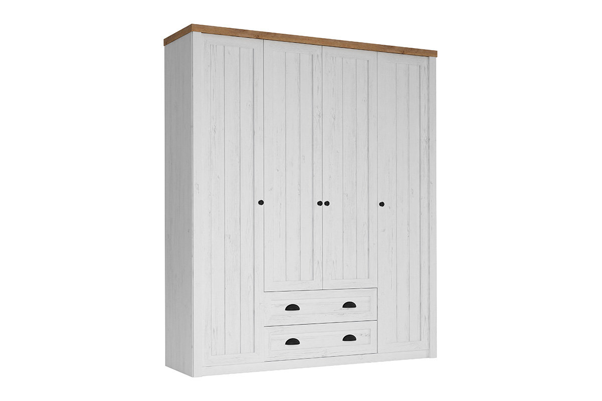 Szafa ubraniowa LEMAS biały/ciemny dąb, 171x198x53, płyta wiórowa/płyta MDF