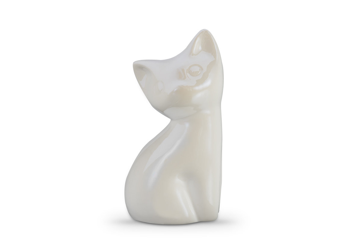 Figurka Kot VELPO perłowy, 8,5x15x6,5, ceramika