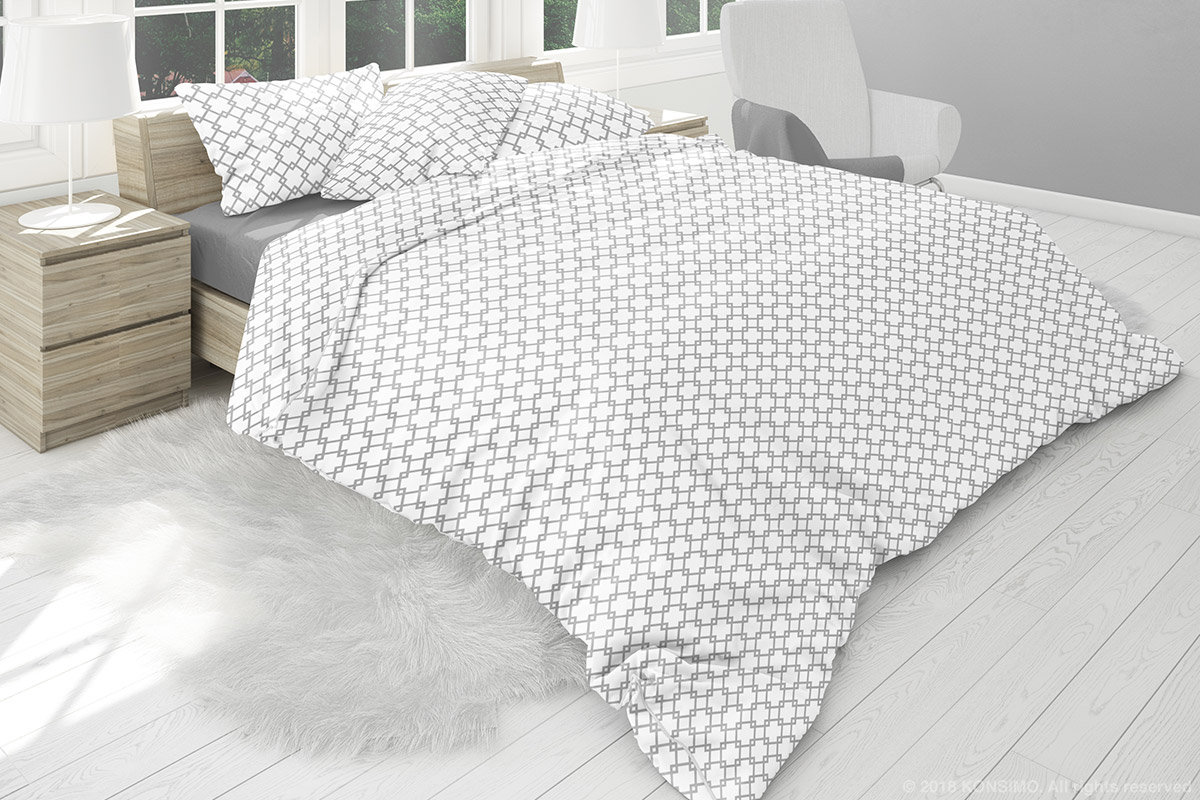 Komplet pościeli z bawełny RENA biały/szary, 160x200 cm