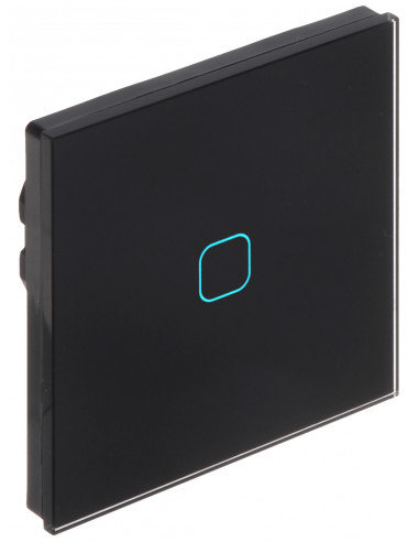 Maclean Włącznik dotykowy światła Maclean MCE701B pojedyńczy, szklany, czarny z kwadratowym przyciskiem, wymiary 86x86mm, z podświetleni MCE701B