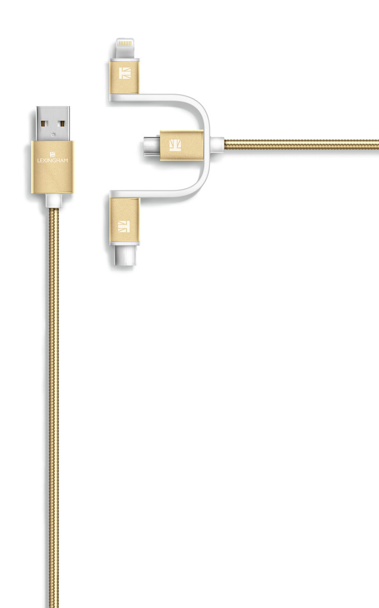 Kabel USB - USB-C/Lightning/microUSB LEXINGHAM 3w1, 1 m