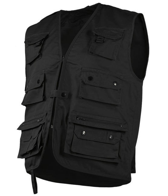 Mil-Tec kamizelka myśliwska i wędkarska, czarny, 3 XL