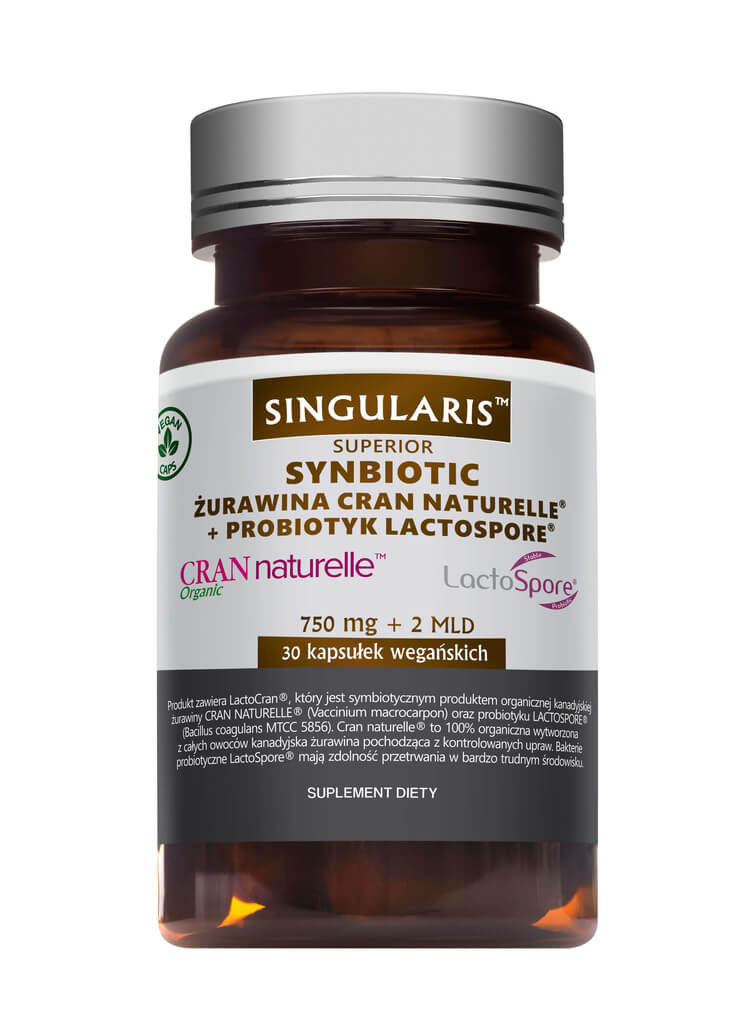 SINGULARIS Singularis Synbiotic Żurawina Cran Naturelle + Probiotyk Lactospore x 30 kaps | DARMOWA DOSTAWA OD 149 PLN!