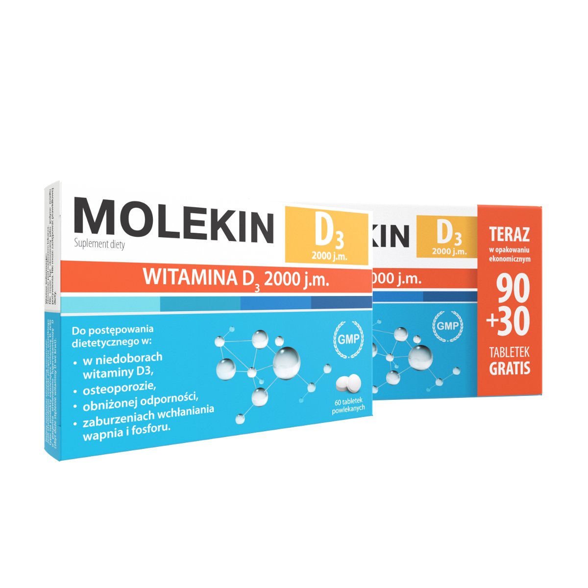 NP Pharma Molekin D3 2 000 j.m x 90 tabl + 30 tabl GRATIS !