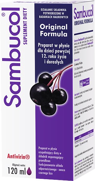 Sambucol Original Formula, suplement diety, 120 ml | Dostawa kurierem DHL tylko 9,99 zł !!