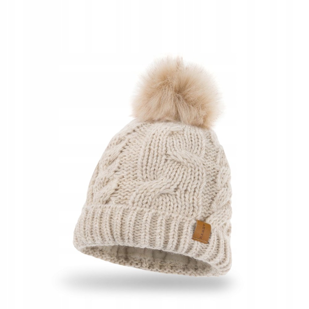 NANDY czapka z pomponem warkocz ciepła dziecięca
