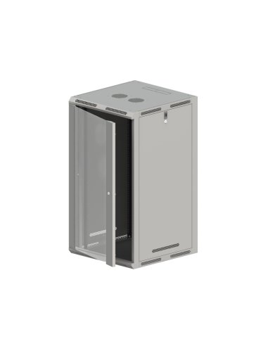 Szafa wisząco/stojąca 19" 21U 600x600, niedzielona, drzwi szklane jednoskrzydłowe, tył osłona pełna, osłony boczne ruchome perfo