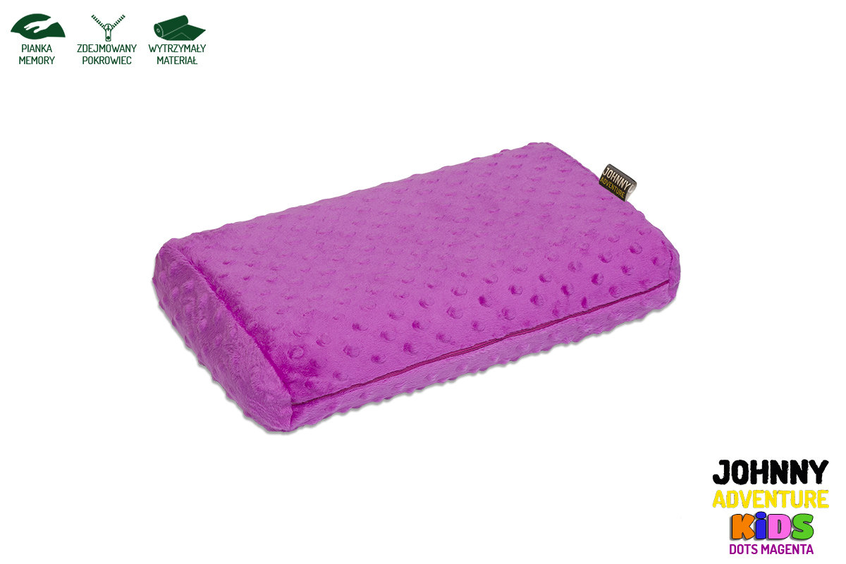 Badum, Badum, Poduszka JOHNNY ADVENTURE KIDS Dots magenta z woreczkiem