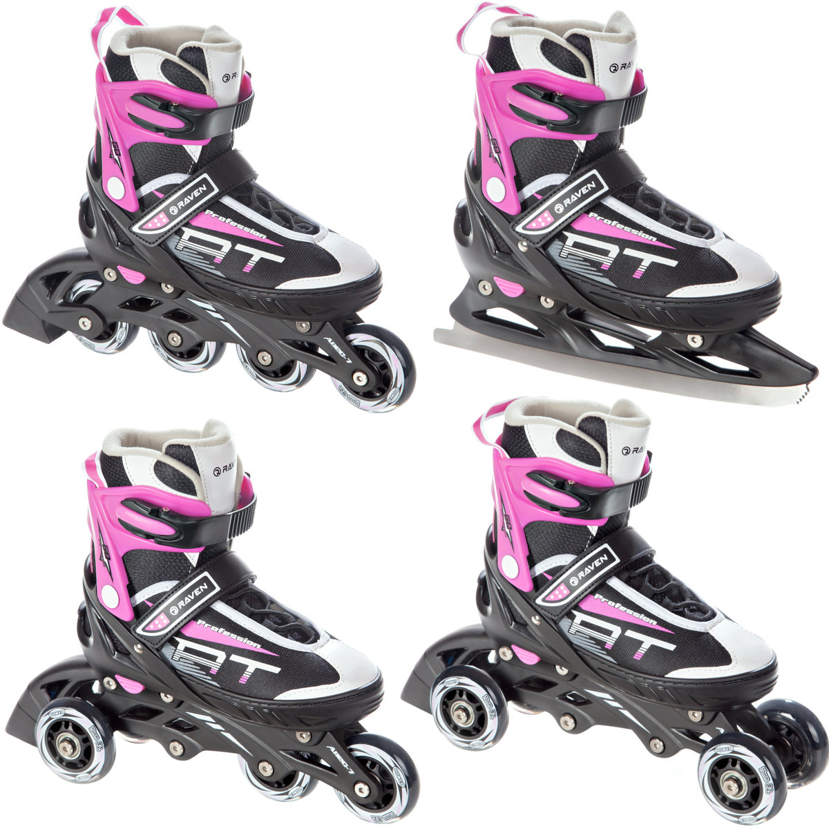 Rolki Łyżwy 4w1 Raven Profession Black/Pink 35-39